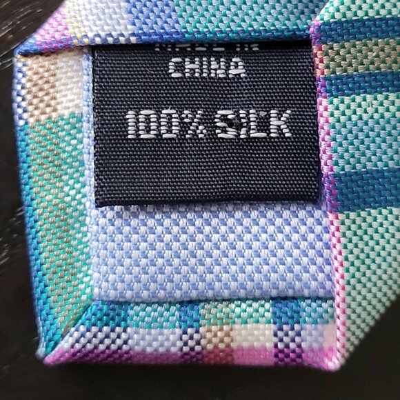 Tommy Hilfiger Silk Sail Plaid Tie Pink Blue White Classic Preppy 57.5" X 3.5" - Picture 4 of 7